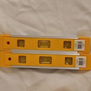 Lot Of 2 New yellow torpedo level 9 in Menard's w tags 3 vials